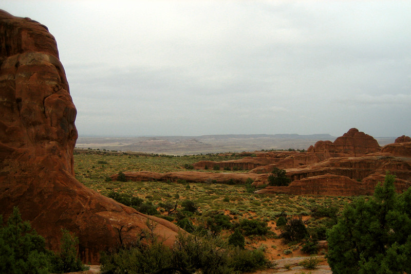 On the trail, looking east at Arches National Park