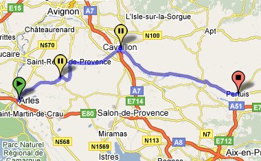 Arles to Baux to Pertuis map