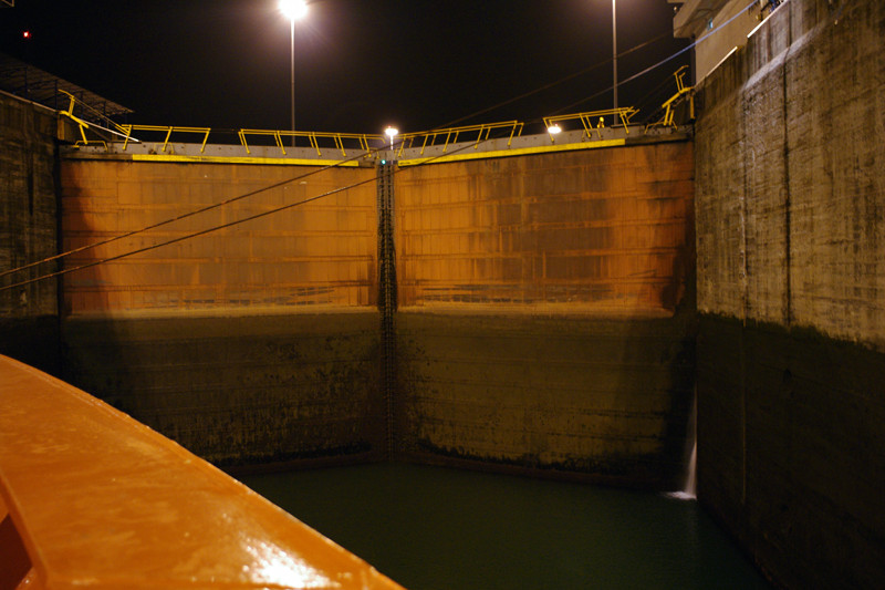 Doors of the first Gatun Lock of the Panama Canal at low water