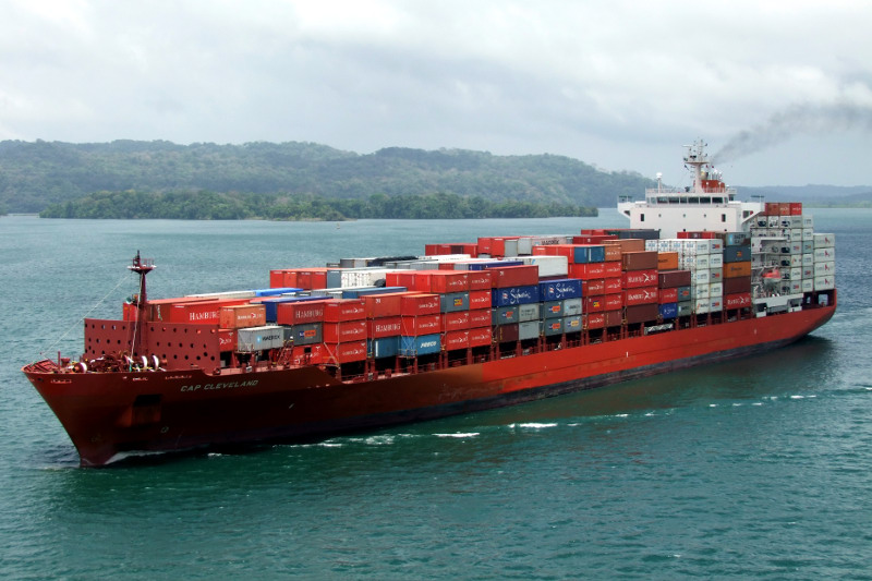 Cap Cleveland container ship westbound transit of the Panama Canal 