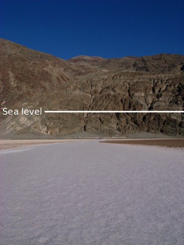 Line making sea level above Badwater Basin