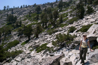 The 'trail' up Horsetail Falls in Desolation Wilderness
