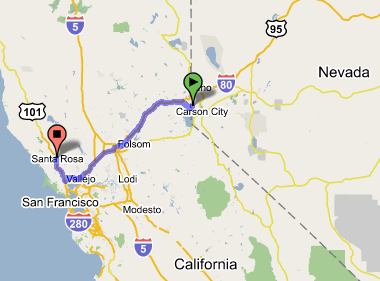 map from lake tahoe to santa rosa