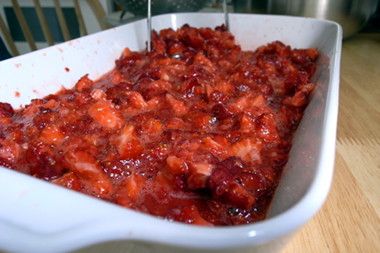 Mashed strawberries for jam