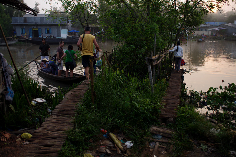 Docks for the canoe ferries that cross a branch of the Mekong Delta