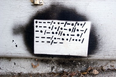 Morse code stencil graffiti