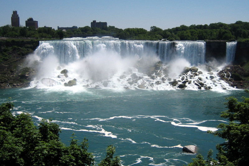The American and Bridal Veil Falls of Niagara Falls (as seen from Canada)