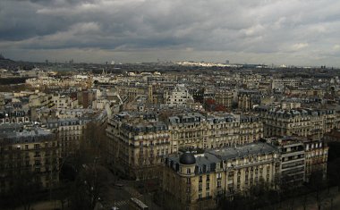 Paris cityscape looking east from the Eiffel Tower