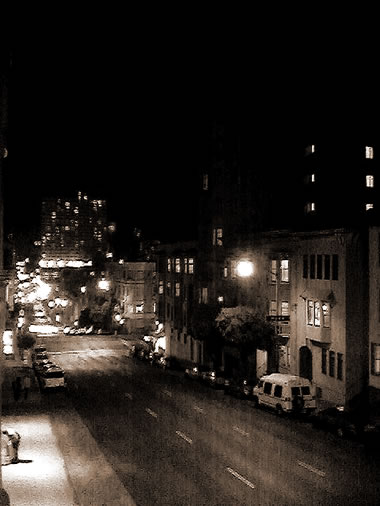 Pine Street at night