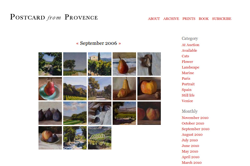 Screenshot of Postcard from Provence blog