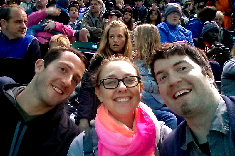Matthew, Stephanie, and Justin at a Giants game in SF
