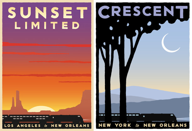 sunset limited and crescent amtrak posters