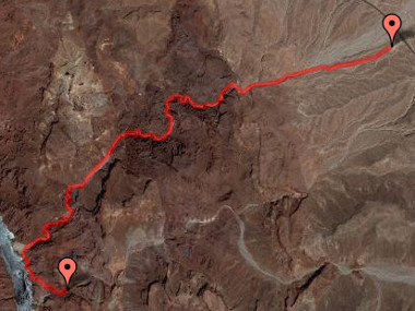 Route of the White Rock Canyon/Arizona Hot Springs hike