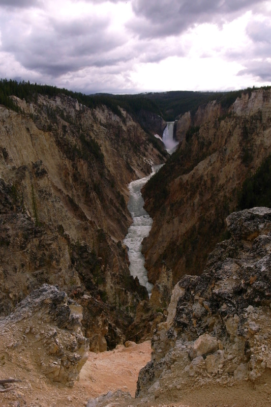 Yellowstone Falls, overcast