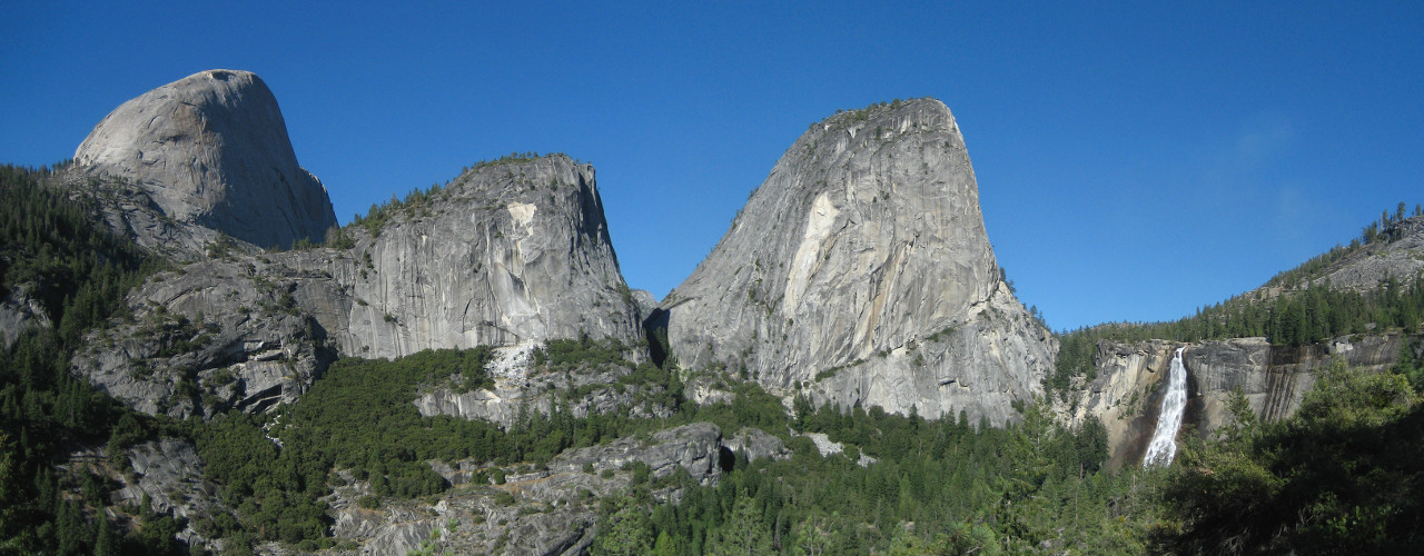 Panorama with Nevada Fall in Yosemite National Park