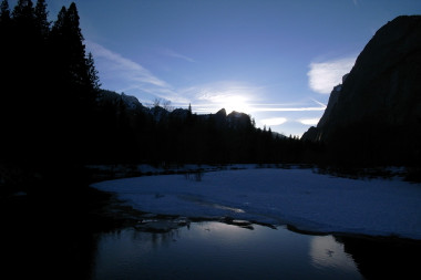 Sun setting on Yosemite Valley
