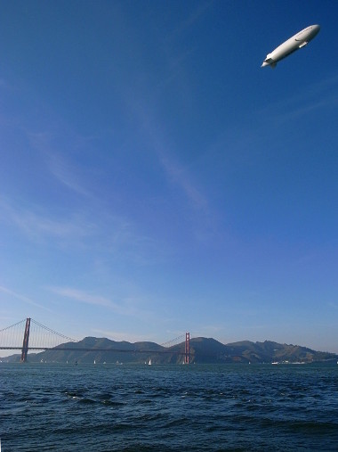 A Zeppelin over Golden Gate Bridge