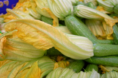 Zucchini flowers, also known as fleur de courgette in French