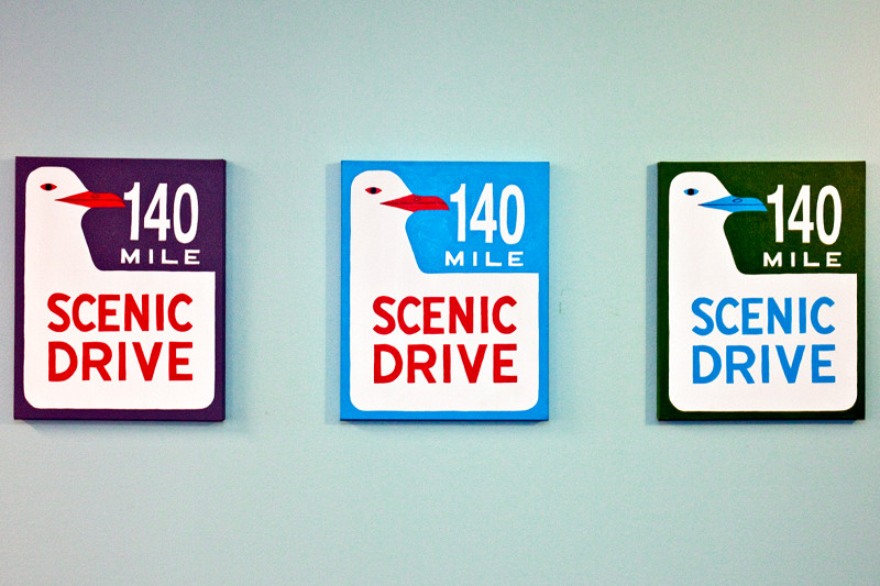 140 Mile Scenic Drive paintings for Twitter by Annie Galvin of 3 Fish Studios