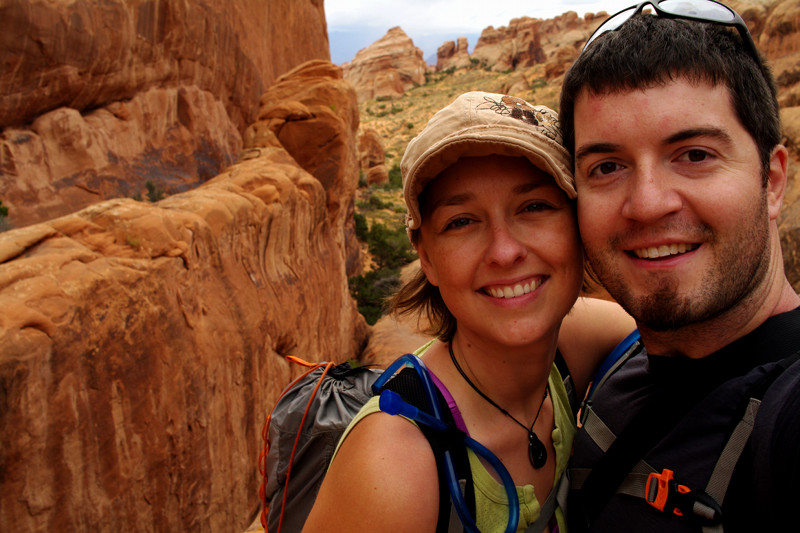 Stephanie and Justin hiking the Devils Garden Primitive Loop at Arches National Park