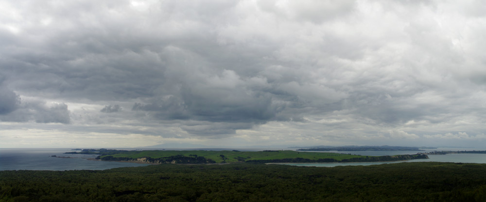 Panoramic view of the adjacent Motutapu Island