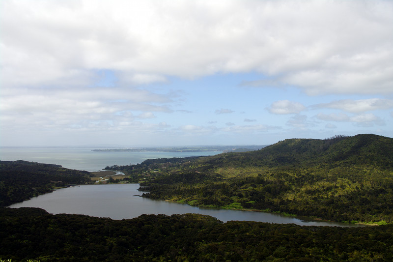 View of the Lower Nihotupu Reservoir from the Arataki Vistor's Center in Waitakere National park