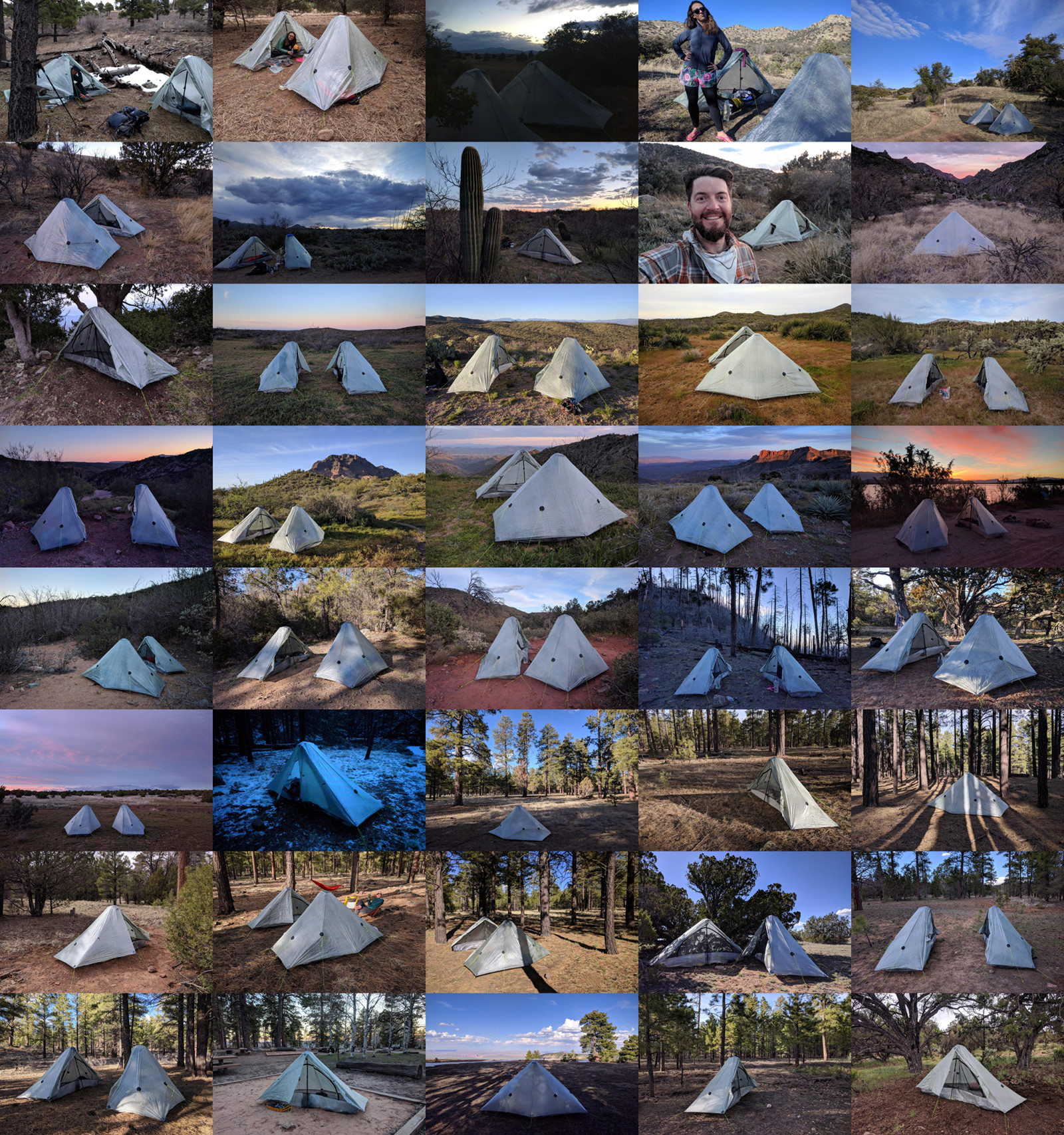 All 40 campsites from my 2019 thru-hike of the Arizona national Scenic Trail