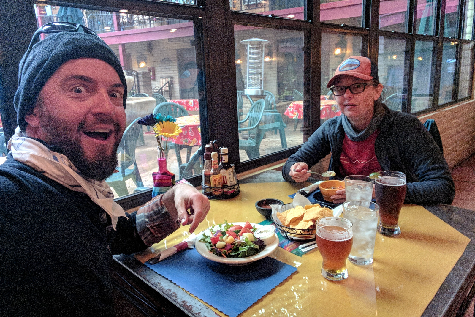 Dinner in Patagonia, AZ after 4 hellish days and 51 miles of backpacking the Arizona National Scenic Trail, NOBO