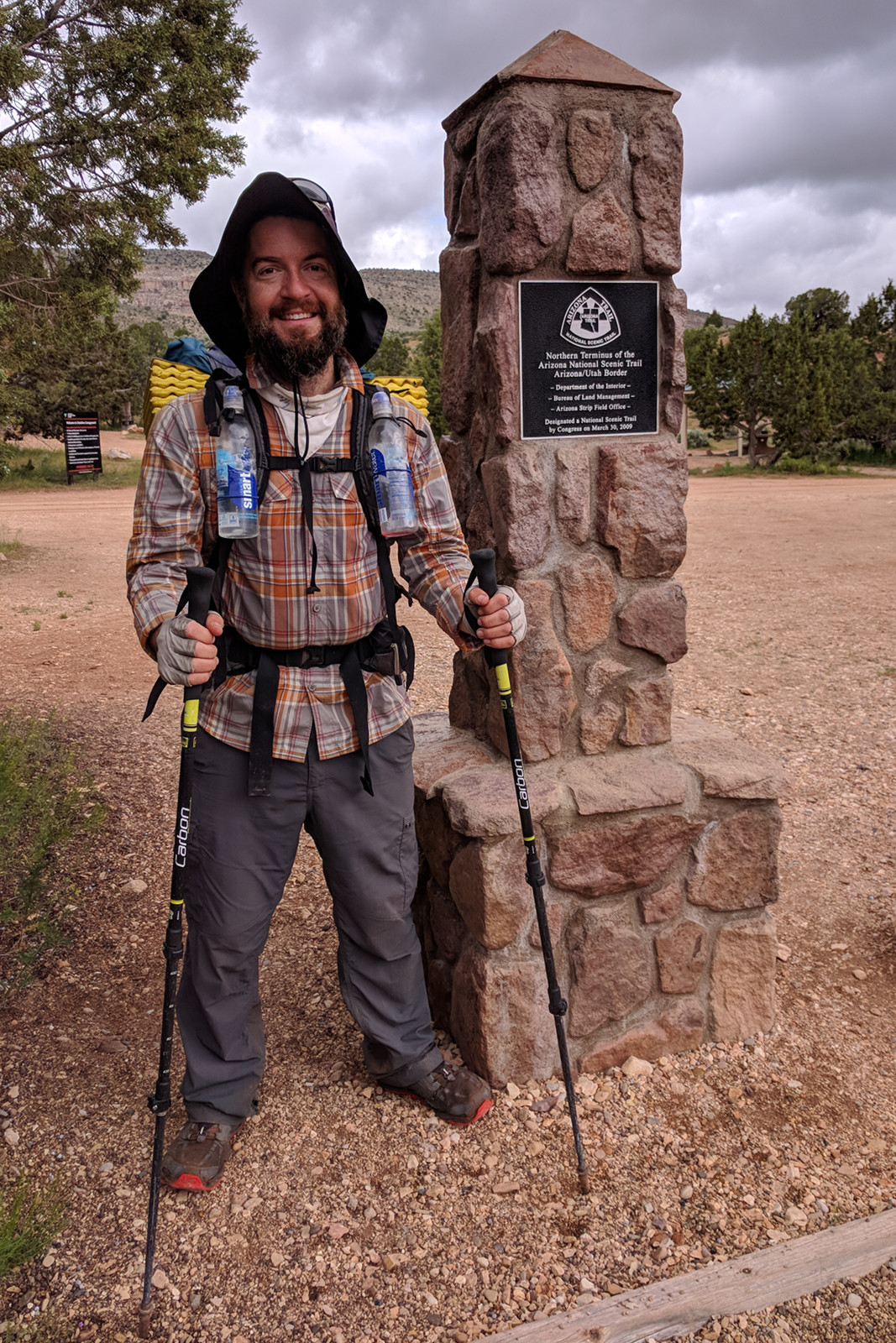 Justin at the northern terminus of the Arizona trail after hiking for 53 days
