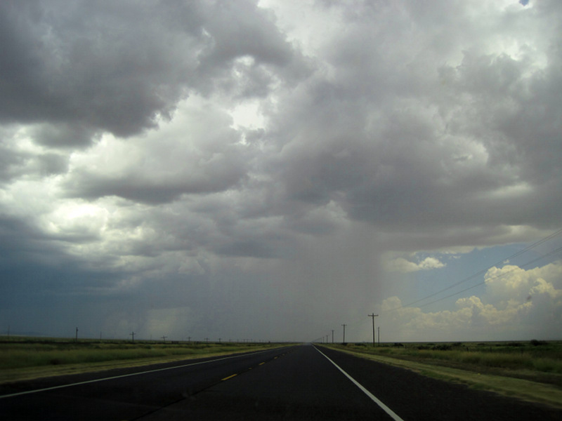 Downpour ahead on US-90 on the way to Big Bend National Park