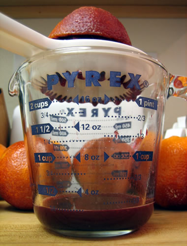 One juiced blood orange equals one quarter cup of juice