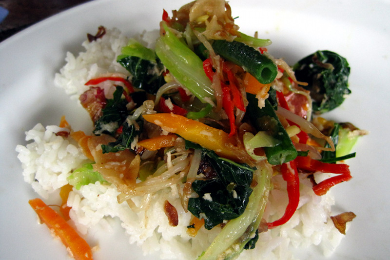 bumi bali cooking class sayur urab on rice