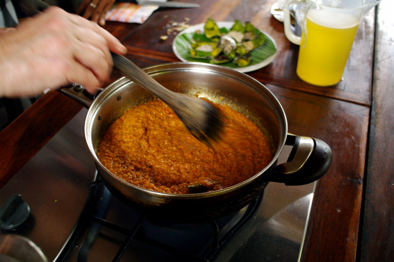 bumi bali cooking class stirring basa gede