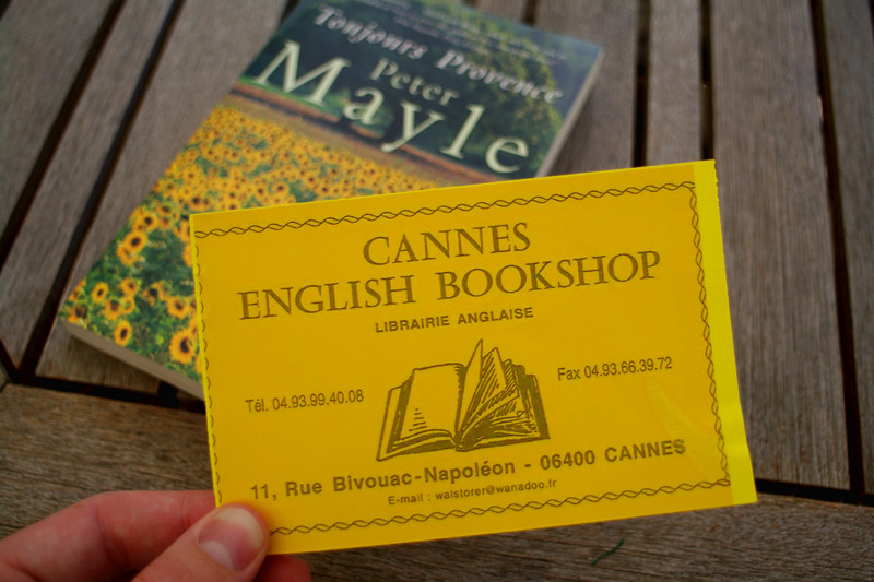 Card from the English Bookshop in Cannes, France