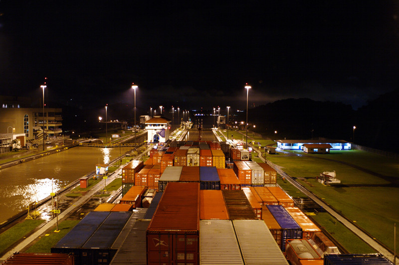 In the first Miraflores Lock of the Panama Canal