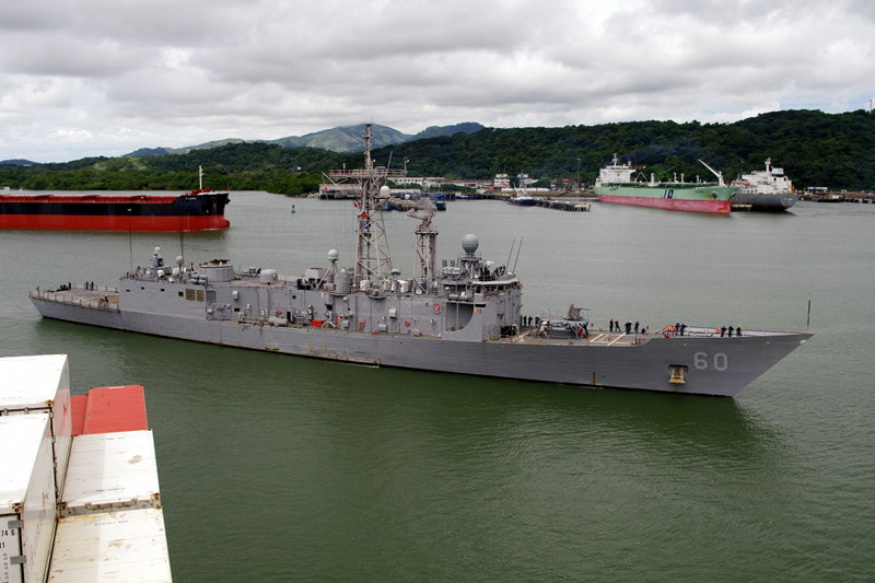 US Navy Warship coming into Balboa, Panama