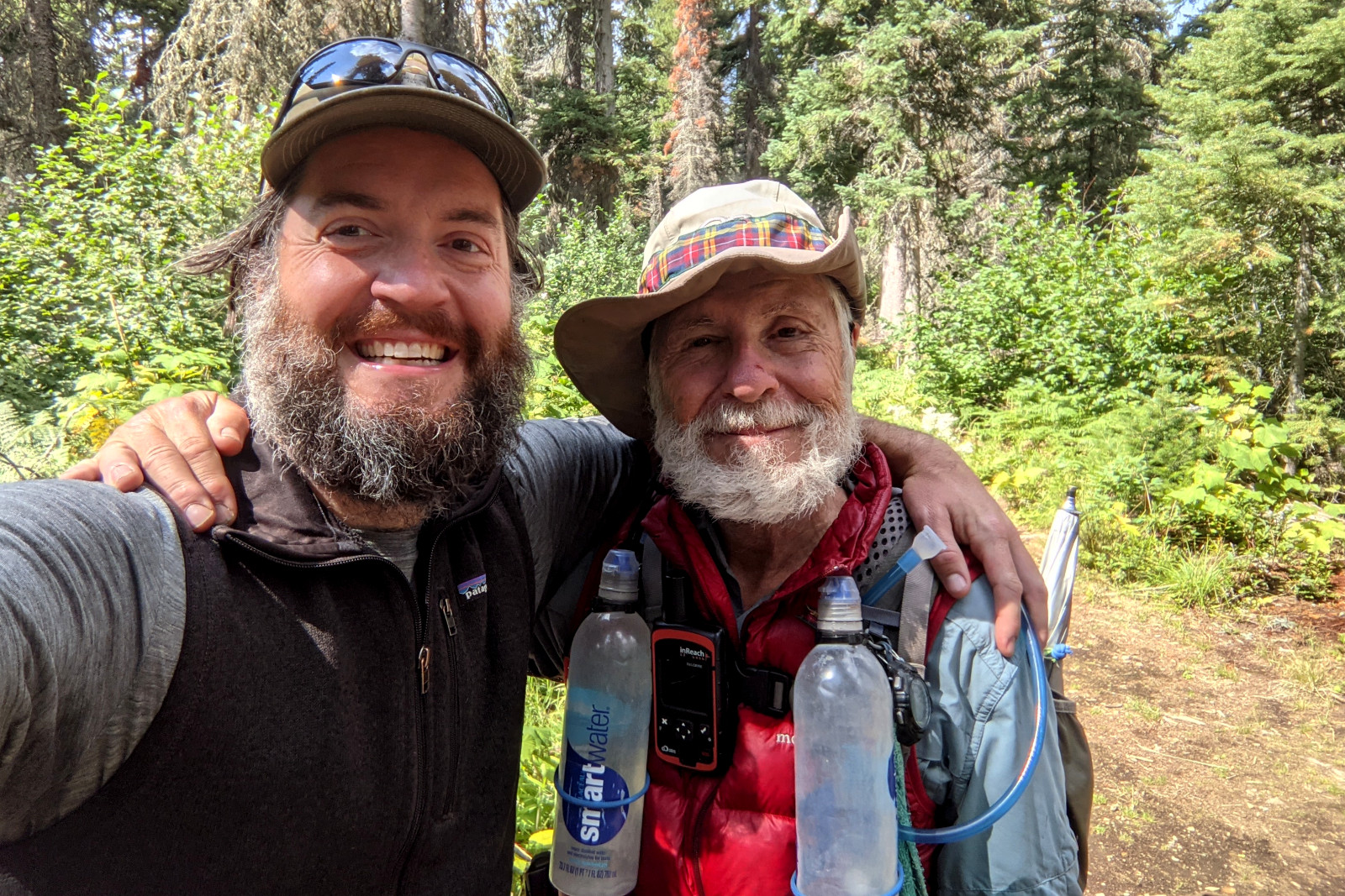 Justin and Dad/Tartan together at Reynolds Creek Backcountry Campground in Glacier National Park