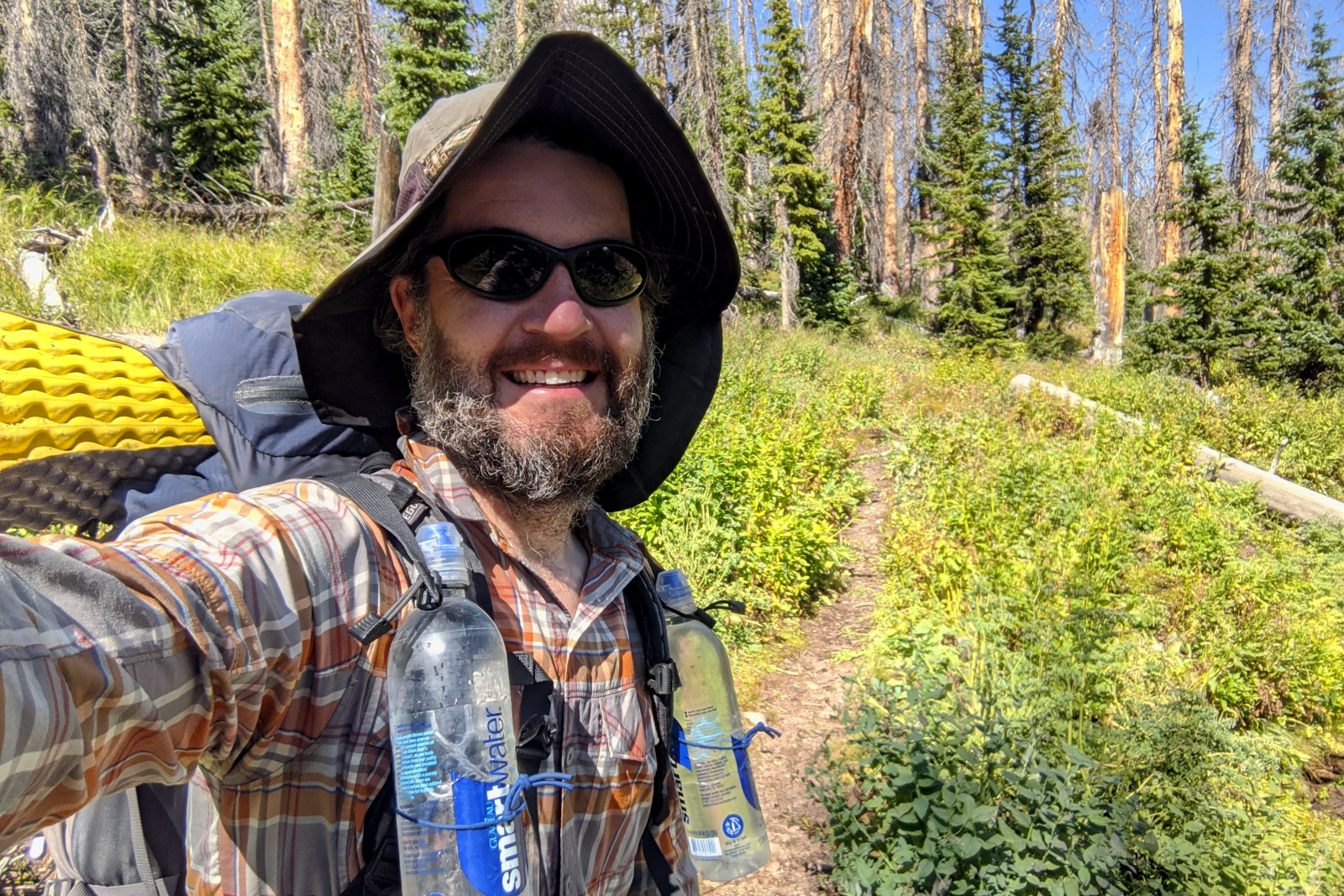 Justin in backpacker mode