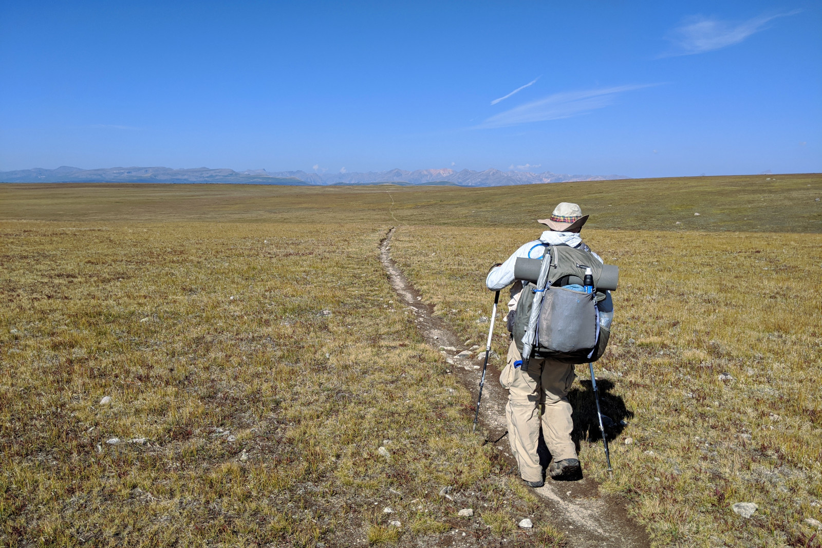 Following Dad on Snow Mesa, north of Spring Creek Pass