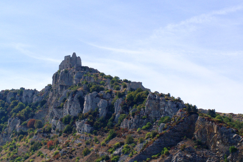 View of Château de Crussol from a distance