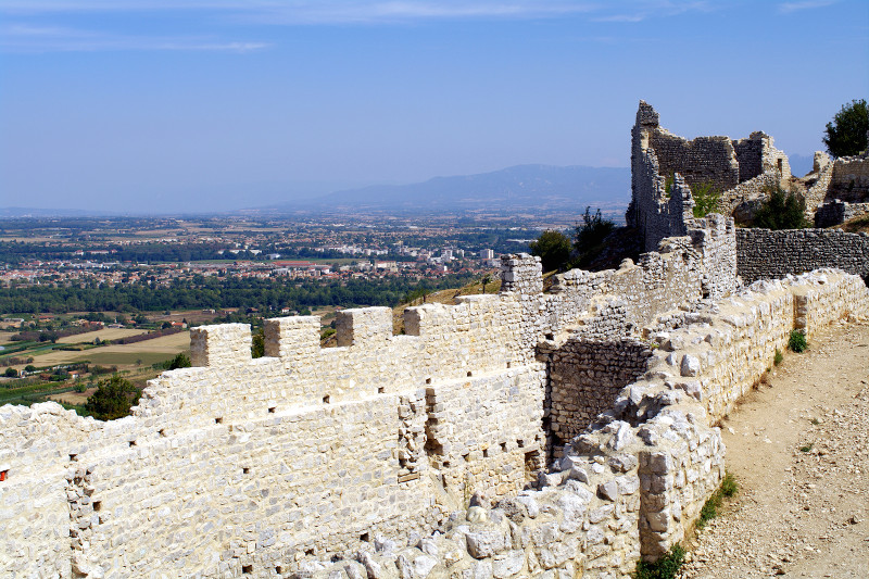 Château de Crussol juxtaposed with Valence below