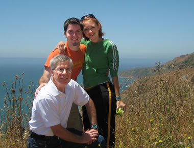 Dad, Justin, and Stephanie on the California coast