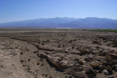 Looking across Death Valley at the mouth of Golden Canyon