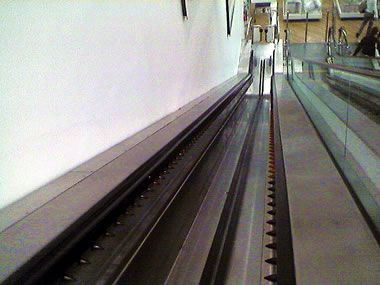 Escalator for shopping carts at a Bed, Bath and Beyond in San Francisco, CA