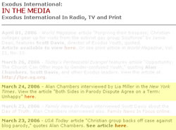 Exodus links to news articles
