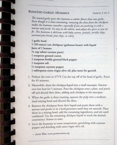 Justin's Roasted Garlic Hummus recipe in Tastes from Valley to Bluff: The Featherstone Farm Cookbook