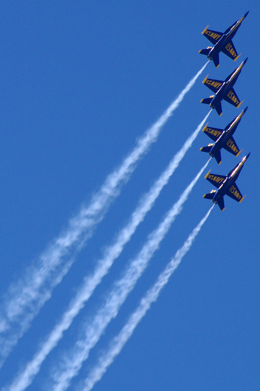 Blue Angels performing at the San Francisco Fleet Week Airshow 2012