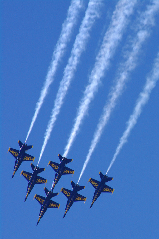 Blue Angels performing at the San Francisco Fleet Week Airshow 2012