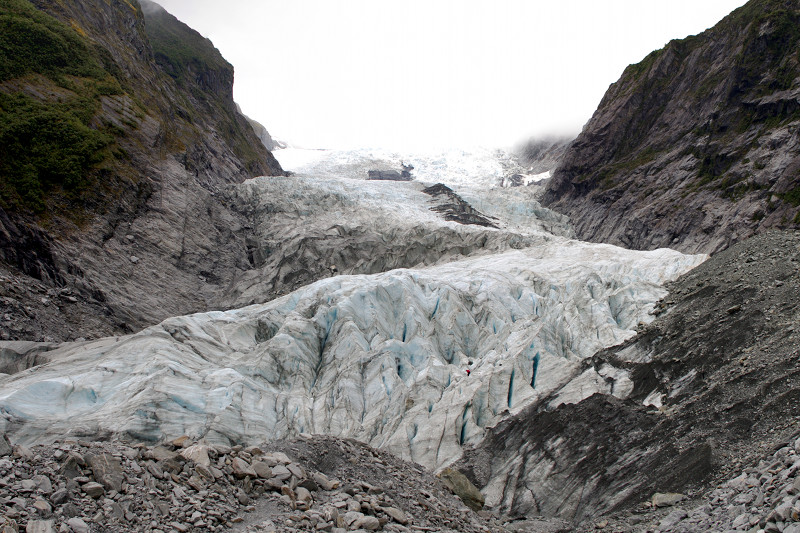Confronting the ice face of Franz Josef Glacier