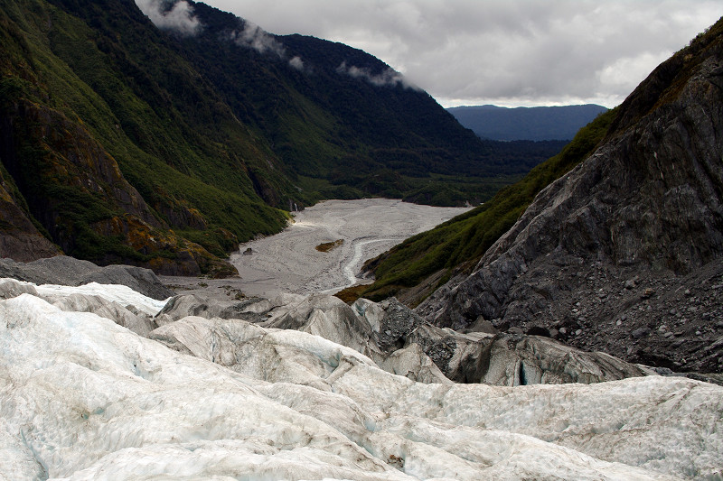 View of the valley carved by Franz Josef Glacier